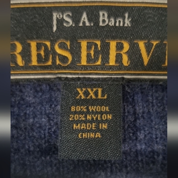 Jo's A Bank Reserve High Collared Pullover Sweater. Size XXL. Front Third Zip. - Picture 5 of 8